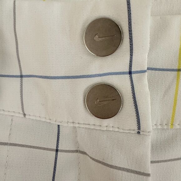 Nike Golf Bermuda Short Tech Dri-Fit White Blue Yellow Plaid Women Size 2 - Picture 6 of 6